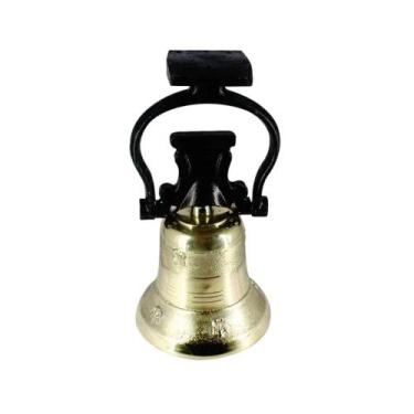 Imagem de Sino Bronze Base Em Ferro Para Sítio Capela 21x40cm Nº4 - OUTRAS MARCA