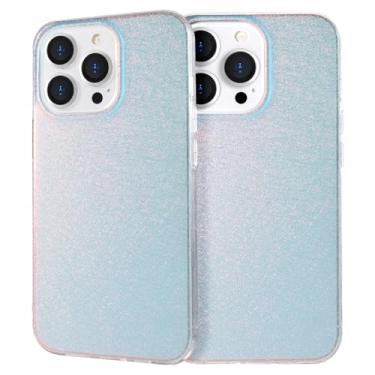 Imagem de GANGANPRO Capa de telefone compatível com iPhone 17 Pro Max fluorescente a laser iridescente holográfico gradiente TPU bumper PC traseira fina à prova de choque 6,9 polegadas - textura de seda