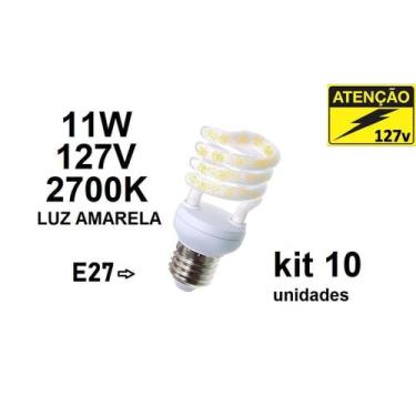 Imagem de Kit 10 Lâmpada Fluorescent Espiral 11W 127V 2700K Luz Quente - Foxlux