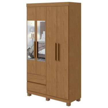 Imagem de Guarda-Roupas Solteiro Zeus 4 Portas 2 gavetas - Móveis Lopas, Amendoa