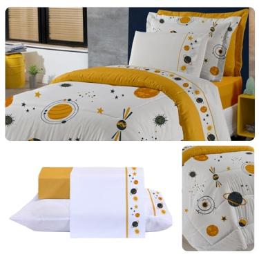 Imagem de Kit Edredom Solteiro Estampado 3 Peças 300 Fios Peletizado Galáxia