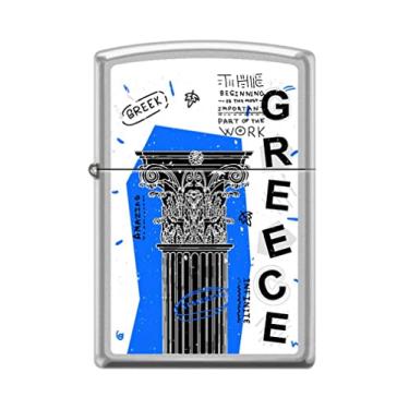 Imagem de Zippo Isqueiro - Isqueiro Grécia Coluna Antiga Cetim Cromado À Prova de Vento #Z5240