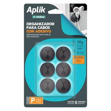 Imagem de Ordene - Organizador Emborrachado para Cabos com Adesivo, Cor Preta, Linha Aplik