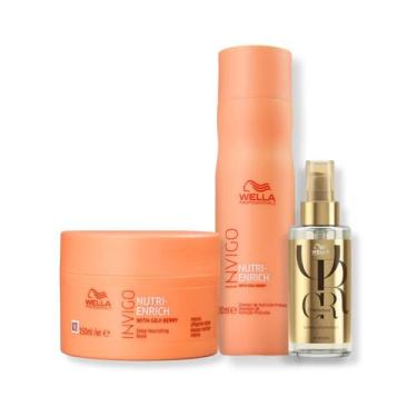 Imagem de Kit Wella - Shampoo 250ml e Máscara 150g Enrich + Óleo 100ml Oil Refle