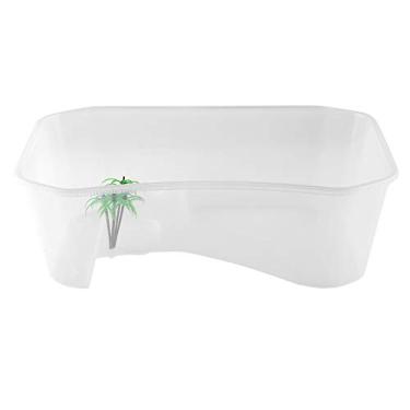 Imagem de Phefop Open Mini Fish Aquarium Com Plataforma de Sede, Material Plástico, Contêiner de Terrário Transparente Portátil, para Tartarugas, Répteis, Hamsters (branco) (WHITE)