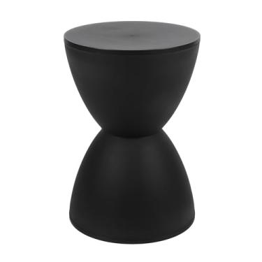 Imagem de Leapiture Banqueta moderna em forma de ampulheta preta, mesa redonda com detalhes para sala de estar