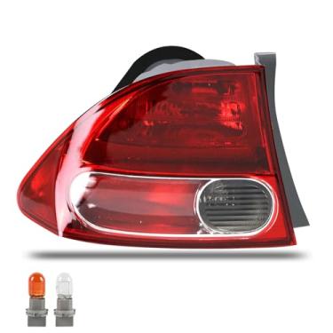 Imagem de Lathsy Conjunto de luz traseira compatível com Honda Civic 2006 2007 2008 4 portas sedã/híbrido lado esquerdo do motorista lanterna traseira externa com lâmpadas de substituição 33551SNAA01