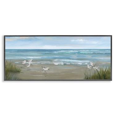 Imagem de Stupell Industries Arte giclée emoldurada preta Sandpiper View on Beach, design por Nan, 33 x 30