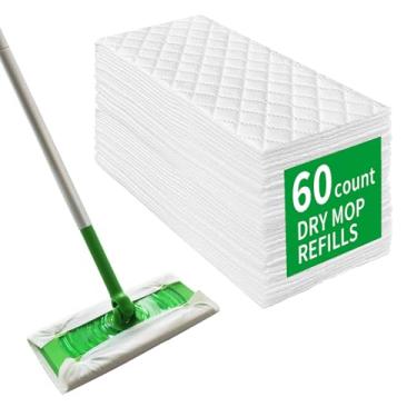 Imagem de JINYUDOME Recargas descartáveis XL para esfregão seco, 60 peças de panos de espanador descartáveis para esfregão de chão seco