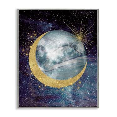 Imagem de Stupell Industries Cosmic Shimmer Moon Gray Framed Giclee Art, design por Daniela Santiago, 14 x 11