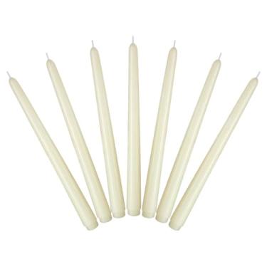 Imagem de 7 pacotes de velas afuniladas marfim de 25 cm de altura, sem cheiro, não tóxicas, sem fumaça, castiçais de cera para decoração de mesa de jantar em casa por 8 horas de tempo de queima