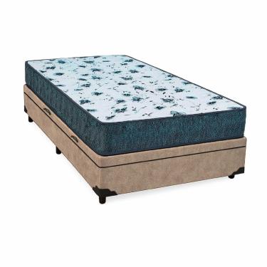 Imagem de Cama Box Baú Solteiro 88 Suede Bege Com Colchão Alegro Espuma D28 Cinza 58x88x188