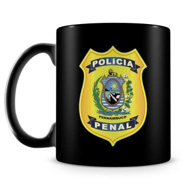 Imagem de Caneca de Cerâmica Polícia Penal de Pernambuco - 325ml - Preta - Amo C