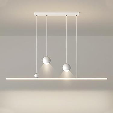Imagem de Luminária pendente linear LED, lustre de tira longa, luminária minimalista de teto suspensa com holofote, luminária pendente para mesa de jantar, luminária para ilha de cozinha, escritório e