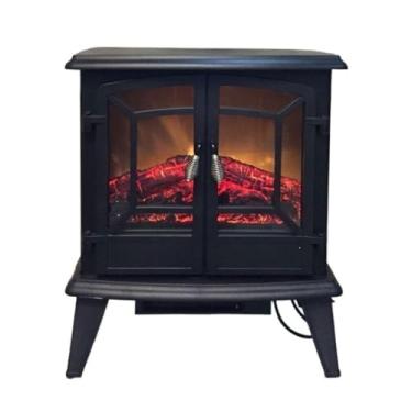 Imagem de Lareira Decorativa Aquecedor de lareira elétrico autônomo, efeito lenha e chama 3D, aquecedor portátil para ambientes internos, preto