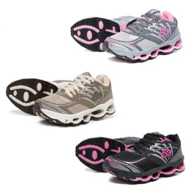 Imagem de 3 Tênis Feminino Infantil Casual Ideal Para o Dia a Dia (BEGE/CINZA/PINK, BR, Criança de 4 a 8 anos, Numérico, 34)