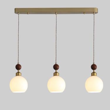 Imagem de Luminária pendente globo, lustre vintage, luminária de teto, luminária suspensa individual com bola de vidro branca, luzes pendentes para ilha de cozinha, sala de jantar, lâmpadas suspensas