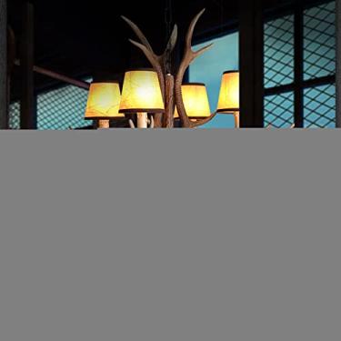 Imagem de Luminária pendente retrô com chifres de resina, luminária suspensa para mesa de jantar, altura ajustável, restaurante, base E14, vela para cozinha, sala de jantar, sala de estar (vintage, 4