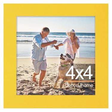 Imagem de decorUhome Porta-retrato 10 x 10 cm, moldura para exibição de fotos 10 x 10 cm, amarelo, 1 pacote