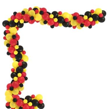 Imagem de Balões de látex 120 peças, balões amarelos pretos vermelhos, aniversário, casamento, chá de bebê, decoração de festa (vermelho, preto e amarelo)
