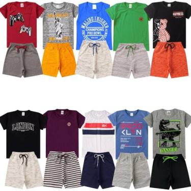 Imagem de Kit Conjunto Infantil Verão Menino Com 2 Conjuntos Sortidos - Mega Kid