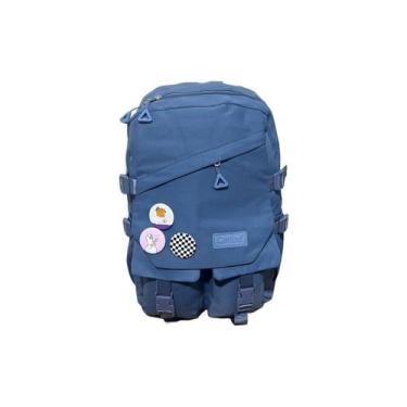 Imagem de Mochila escolar impermeável de grande capacidade azul para jovens - Li
