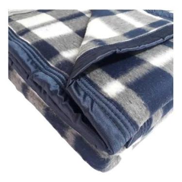 Imagem de Cobertor duplo grande padrão xadrez (azul marinho)