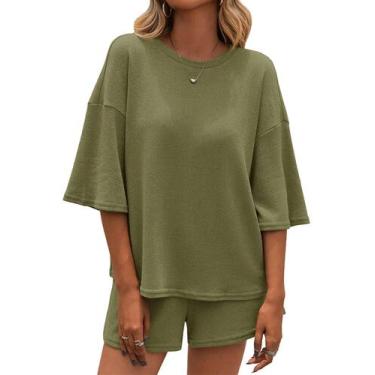 Imagem de Conjunto de pijama Tankaneo, suéter e shorts femininos de 2 peças, ver