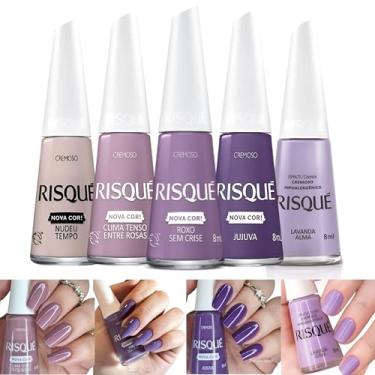 Imagem de Kit 5 Esmaltes Risqué Cores Cremosas Tons Lilás Lavanda Esmalte (5 Cores)