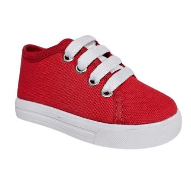 Imagem de Tenis Infantil Cano Baixo Liso - Baby Anjo, Vermelho, 19