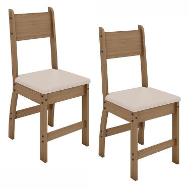 Imagem de Kit De 2 Cadeiras Milano Com Tecido Em Material Sintetico Carvalho/savana