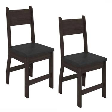 Imagem de Kit De 2 Cadeiras Milano Com Tecido Em Material Sintetico Amendoa/preto