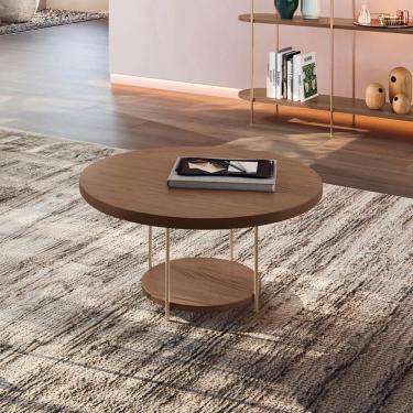 Imagem de Mesa De Centro Sky Com Pés Em Aço E Tampo De Mdf Castanho