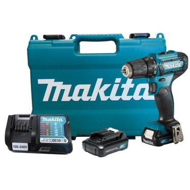 Imagem de Parafusadeira Furadeira 10Mm Sem Fio 12V Com 2 Baterias Carregador Maleta DF333DWYE Makita