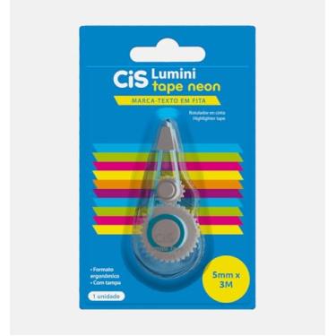Imagem de Marca-texto em Fita CIS LUMINI Tape Neon, Azul, Blister com 1 unidade