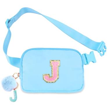 Imagem de Bolsa de cinto para meninas – Bolsa transversal com inicial para presentes de aniversário para 15, 6, 7, 8, 9, 10, 11, 12, 13 anos, pequena, essencial para viagens, Azul, J