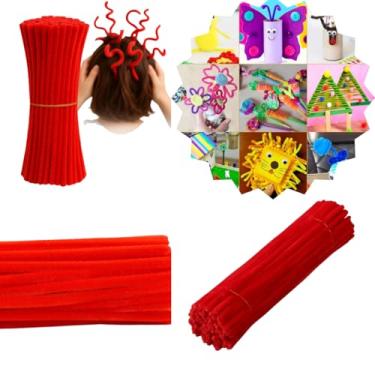 Imagem de Hastes de chenille flexível 30cm cabelo maluco limpador de cachimbo para artesanatos enfeites varias cores 100unidades