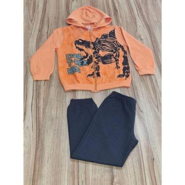 Imagem de Conjunto Infantil Masculino Inverno Dinossauro 8 Laranjado-Masculino