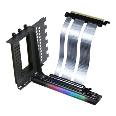 Imagem de GIGA-MEGA Cabo Riser PCIe X16 GEN5 com suporte vertical GPU PCIe 5.0 para futuro RTX5090 (suporte preto V3)