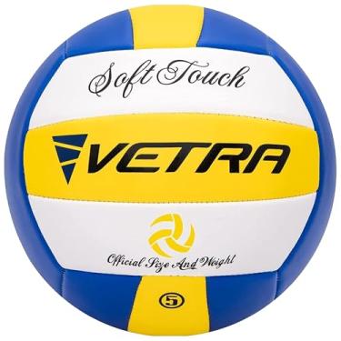 Imagem de VETRA Bola de vôlei de toque macio de voleibol tamanho oficial 5 amarelo/azul/branco para atividades ao ar livre (amarelo/azul/branco)