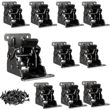 Imagem de FUNSUEI 10 Peças De Suporte Dobrável, Extensão Trava 90 Graus Com 88 Parafusos, Dobradiça Autotravante Para Perna Mesa, Bancada Cama