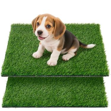 Imagem de Oiyeefo Tapete de grama artificial para animais de estimação para filhotes, grama falsa para treinamento em banheiro, em ambientes internos e externos - 2 pacotesOiyeefo 18" x 23"