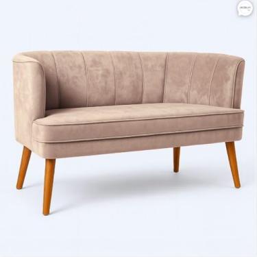Imagem de Sofá Namoradeira Resistente para Clínica Confortável Tecido Veludo Sala de Espera MOBLAN decor (Rose)
