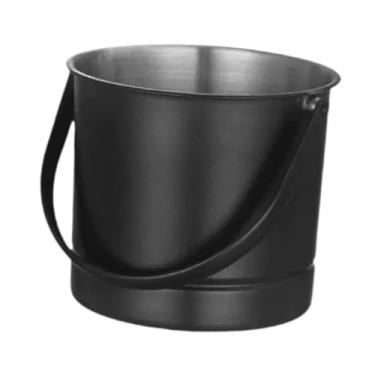 Imagem de WeiLaiKeQi Balde de gelo de aço inoxidável com suporte, alça portátil, balde de bebidas, banheira para coquetéis, restaurante, acampamento, casamento, Preto