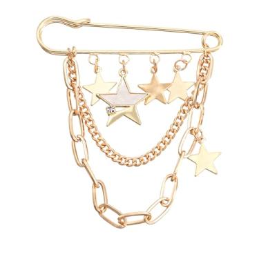 Imagem de Broche de segurança com correntes penduradas, pingentes decorativos punk gótico, broches, broche para suéter, vestido, saia, alfinetes, alfinetes, emo, Small, Metal, Sem Pedra Preciosa