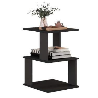 Imagem de Mesa Lateral E Canto De Sofá Mesinha Apoio Aparador Sala Cabeceira Quarto Móveis,mesa de canto para sala(Preto)