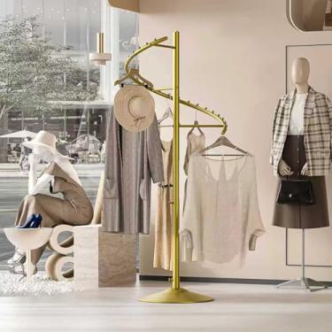 Imagem de HKaikzo Rack de roupas giratório independente de 360°, suporte de exibição de roupas em espiral de metal resistente com altura ajustável para lojas, boutique, hall de entrada, economia de espaço no