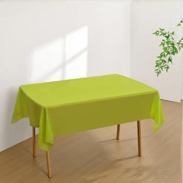 Imagem de Pacote com 2 toalhas de mesa descartáveis para mesas retangulares, panos decorativos premium para festas (verde amarelado