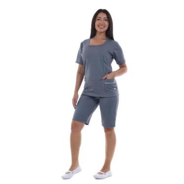 Imagem de Conjunto de Jaleco e Bermuda em Helanca Super elástico, se molda ao co