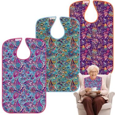 Imagem de Babadores Pedobi para adultos  3 peças de protetor de roupas lavável c